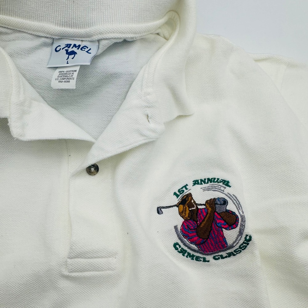 Camel 1st Annual Camel Classic Vintage Golf Polo Shirt White Size Large